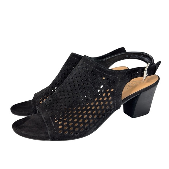 Franco Sarto Monaco2 Womens Dress Sandal Sz 9 Slingback Laser Cut Black Leather - Picture 11 of 14